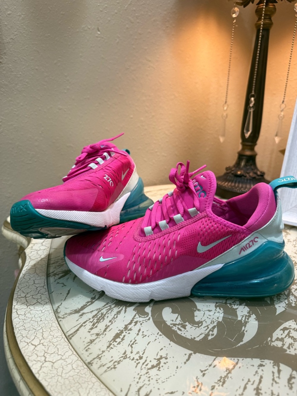 Nike Kids Pink and Teal Air Cushion Sneakers